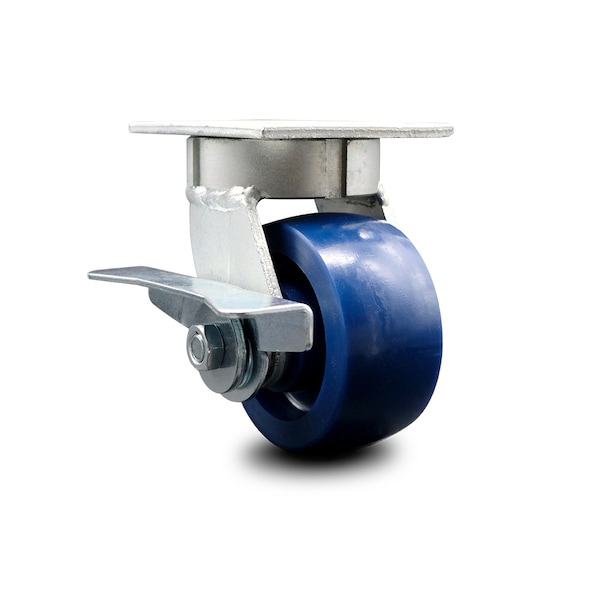 4 Inch Kingpinless Solid Poly Wheel Swivel Caster with Brake